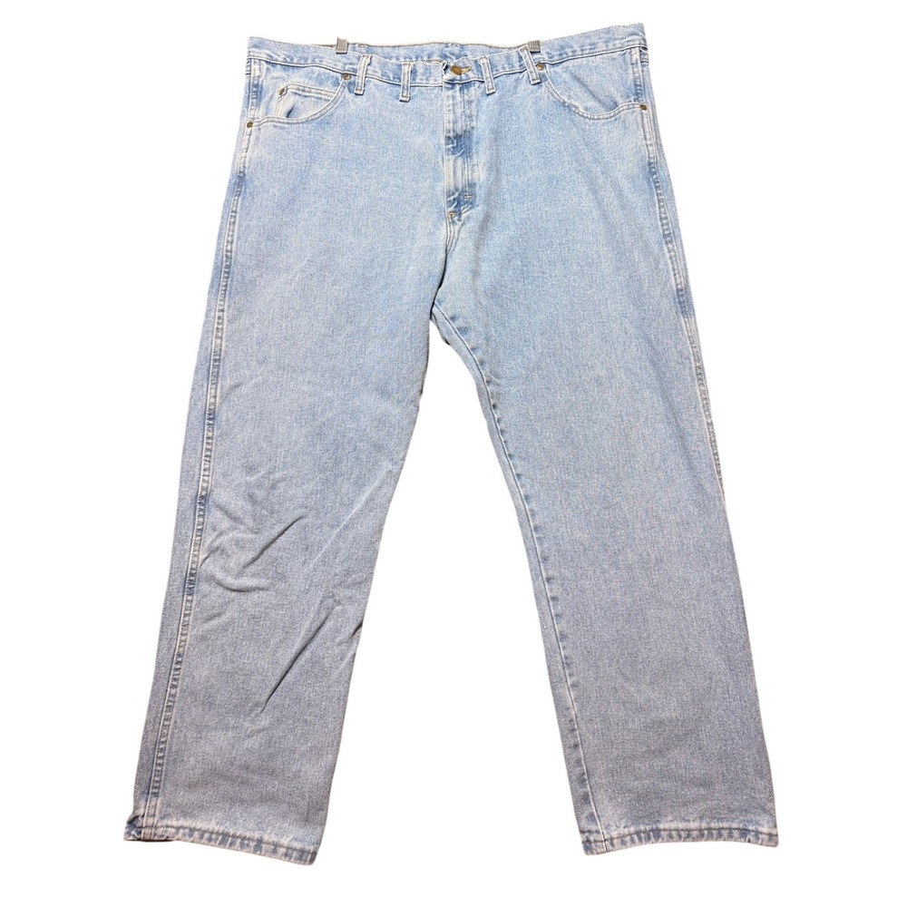 Wrangler Rugged Wear Jeans Men 46x30 Light Wash Denim Relaxed Fit Straight Leg